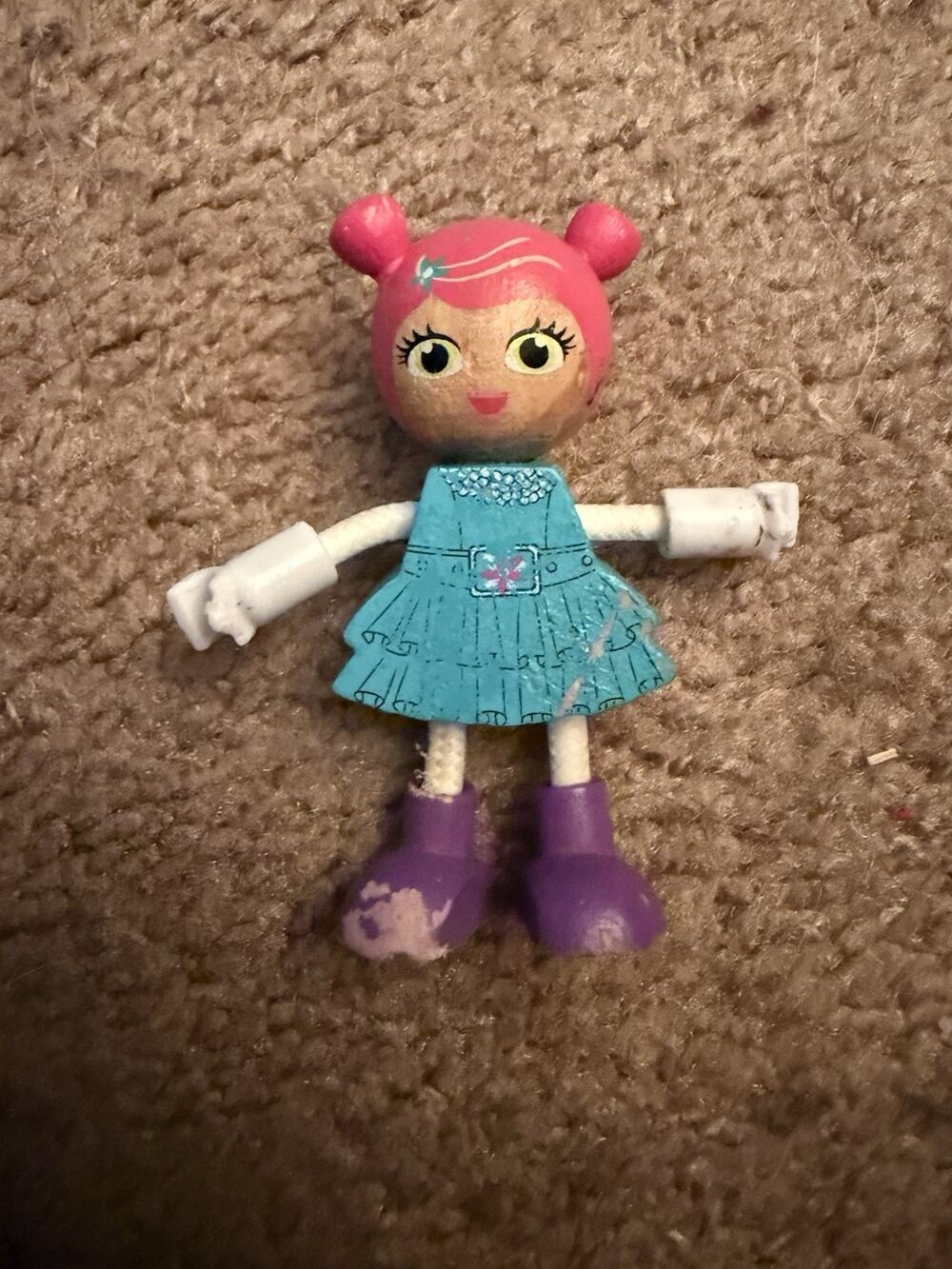 J’adore Julie Wooden Figure Doll DOB Jul 07 Purple Boots READ